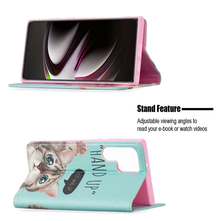 For Samsung Galaxy S22 Ultra 5G Colored Drawing Pattern Invisible Magnetic Horizontal Flip Phone Leather Case with Holder & Card Slots & Wallet