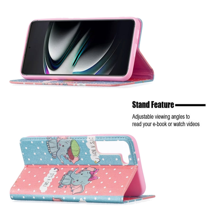 For Samsung Galaxy S22+ 5G Colored Drawing Pattern Invisible Magnetic Horizontal Flip Phone Leather Case with Holder & Card Slots & Wallet