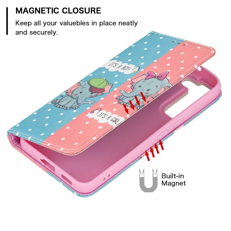 For Samsung Galaxy S22+ 5G Colored Drawing Pattern Invisible Magnetic Horizontal Flip Phone Leather Case with Holder & Card Slots & Wallet