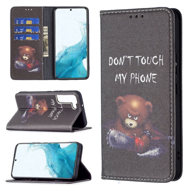 For Samsung Galaxy S22+ 5G Colored Drawing Pattern Invisible Magnetic Horizontal Flip Phone Leather Case with Holder & Card Slots & Wallet