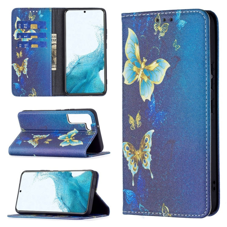 For Samsung Galaxy S22+ 5G Colored Drawing Pattern Invisible Magnetic Horizontal Flip Phone Leather Case with Holder & Card Slots & Wallet