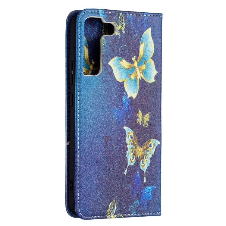 For Samsung Galaxy S22+ 5G Colored Drawing Pattern Invisible Magnetic Horizontal Flip Phone Leather Case with Holder & Card Slots & Wallet