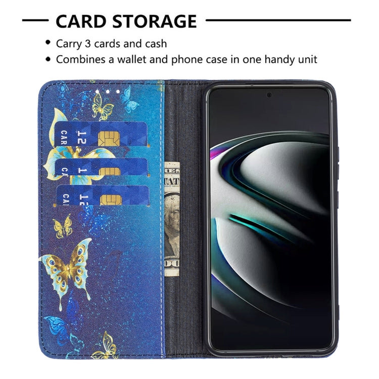 For Samsung Galaxy S22+ 5G Colored Drawing Pattern Invisible Magnetic Horizontal Flip Phone Leather Case with Holder & Card Slots & Wallet