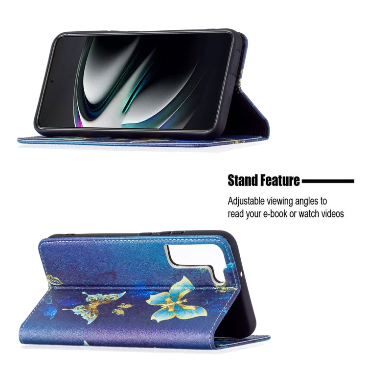 For Samsung Galaxy S22+ 5G Colored Drawing Pattern Invisible Magnetic Horizontal Flip Phone Leather Case with Holder & Card Slots & Wallet