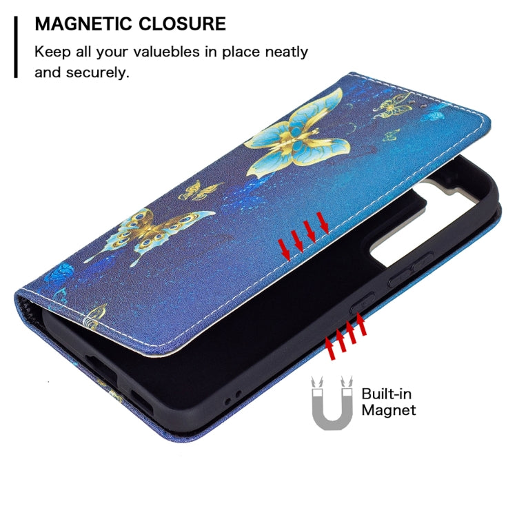 For Samsung Galaxy S22+ 5G Colored Drawing Pattern Invisible Magnetic Horizontal Flip Phone Leather Case with Holder & Card Slots & Wallet