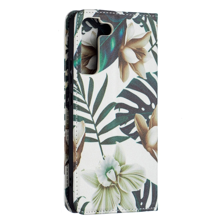 For Samsung Galaxy S22+ 5G Colored Drawing Pattern Invisible Magnetic Horizontal Flip Phone Leather Case with Holder & Card Slots & Wallet