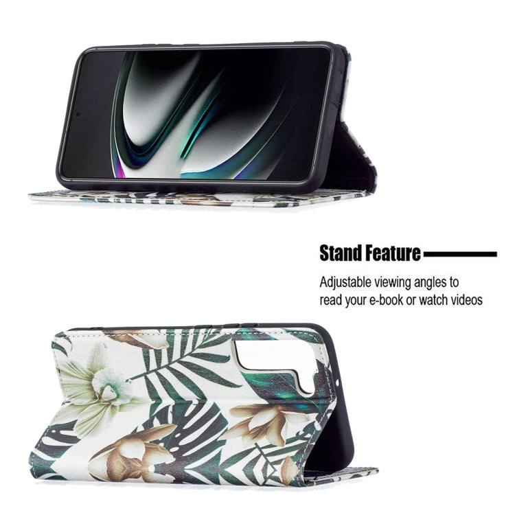For Samsung Galaxy S22+ 5G Colored Drawing Pattern Invisible Magnetic Horizontal Flip Phone Leather Case with Holder & Card Slots & Wallet