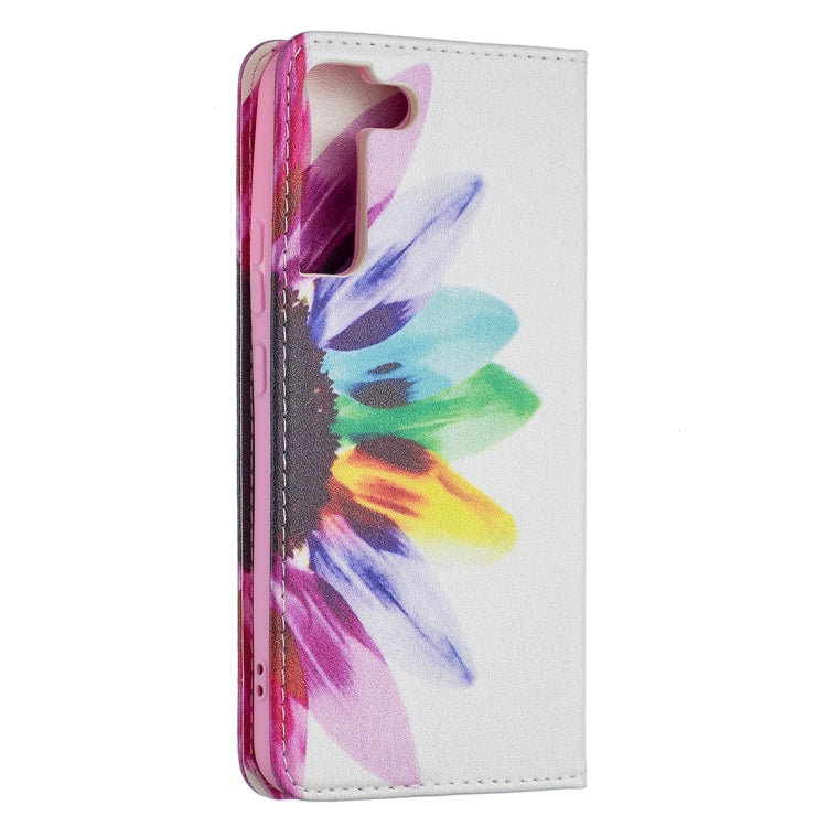 For Samsung Galaxy S22+ 5G Colored Drawing Pattern Invisible Magnetic Horizontal Flip Phone Leather Case with Holder & Card Slots & Wallet