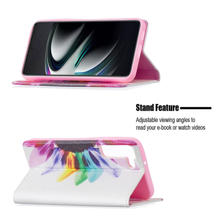 For Samsung Galaxy S22+ 5G Colored Drawing Pattern Invisible Magnetic Horizontal Flip Phone Leather Case with Holder & Card Slots & Wallet