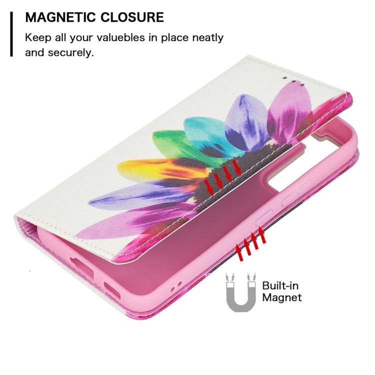 For Samsung Galaxy S22+ 5G Colored Drawing Pattern Invisible Magnetic Horizontal Flip Phone Leather Case with Holder & Card Slots & Wallet