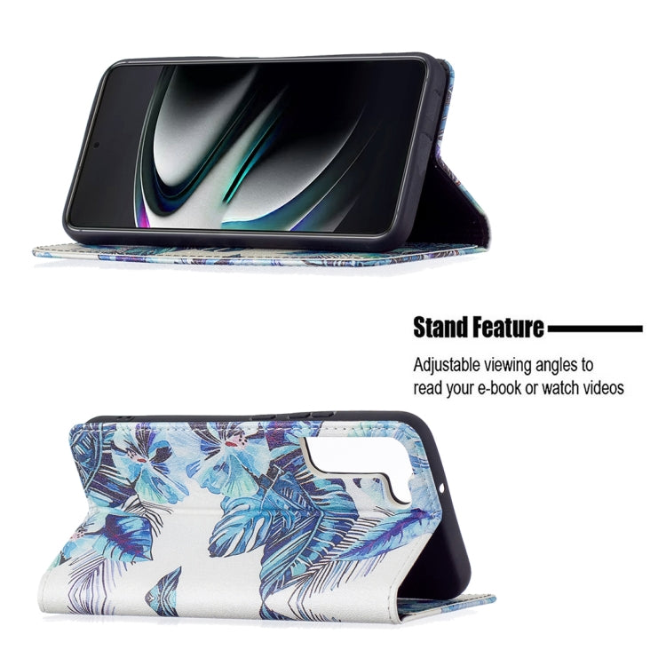 For Samsung Galaxy S22+ 5G Colored Drawing Pattern Invisible Magnetic Horizontal Flip Phone Leather Case with Holder & Card Slots & Wallet