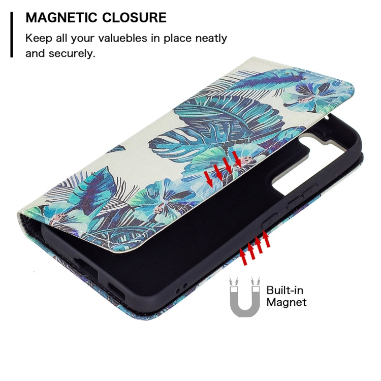 For Samsung Galaxy S22+ 5G Colored Drawing Pattern Invisible Magnetic Horizontal Flip Phone Leather Case with Holder & Card Slots & Wallet