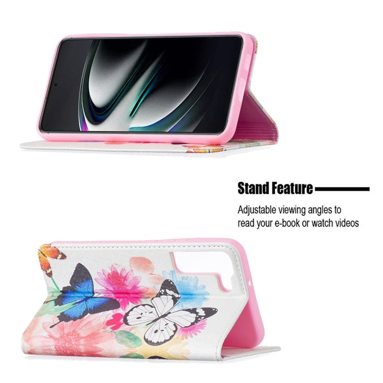 For Samsung Galaxy S22+ 5G Colored Drawing Pattern Invisible Magnetic Horizontal Flip Phone Leather Case with Holder & Card Slots & Wallet