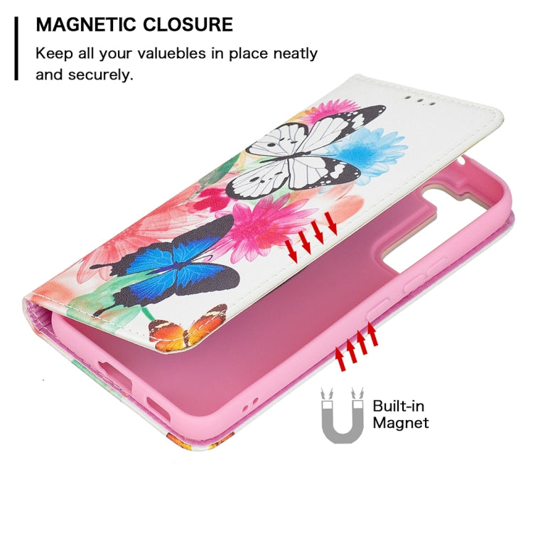 For Samsung Galaxy S22+ 5G Colored Drawing Pattern Invisible Magnetic Horizontal Flip Phone Leather Case with Holder & Card Slots & Wallet