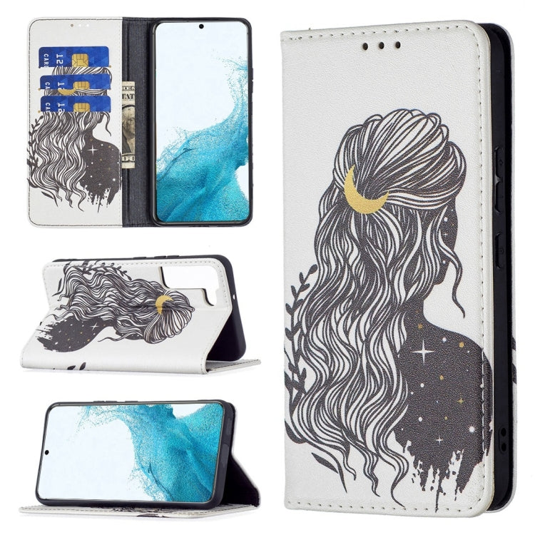 For Samsung Galaxy S22+ 5G Colored Drawing Pattern Invisible Magnetic Horizontal Flip Phone Leather Case with Holder & Card Slots & Wallet