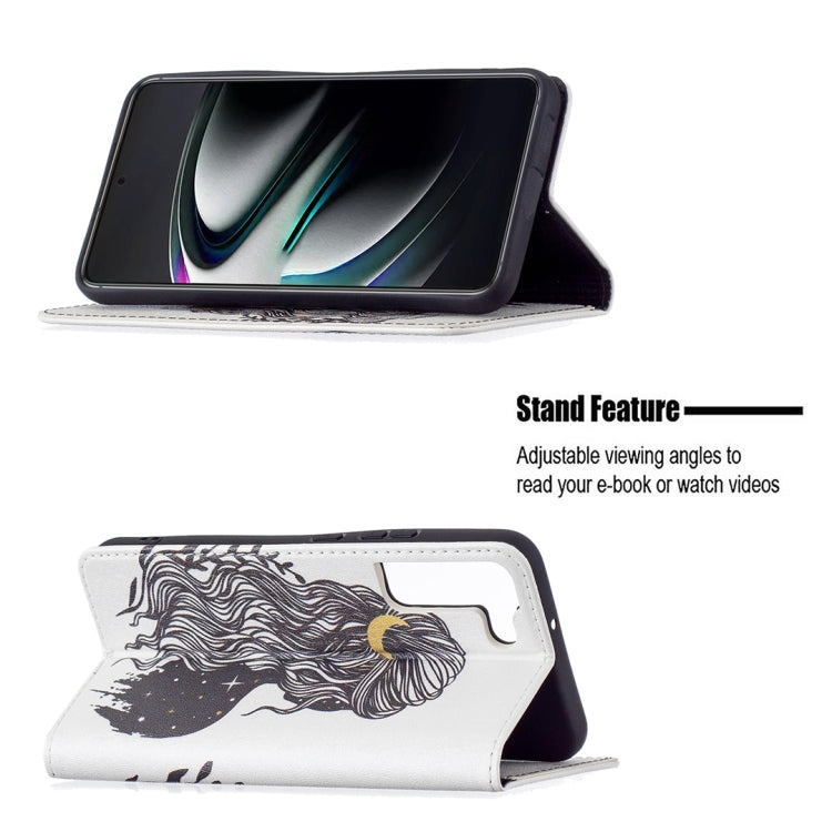 For Samsung Galaxy S22+ 5G Colored Drawing Pattern Invisible Magnetic Horizontal Flip Phone Leather Case with Holder & Card Slots & Wallet