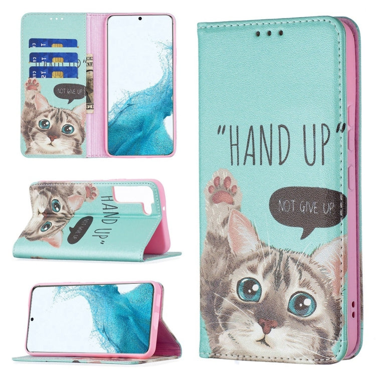 For Samsung Galaxy S22+ 5G Colored Drawing Pattern Invisible Magnetic Horizontal Flip Phone Leather Case with Holder & Card Slots & Wallet