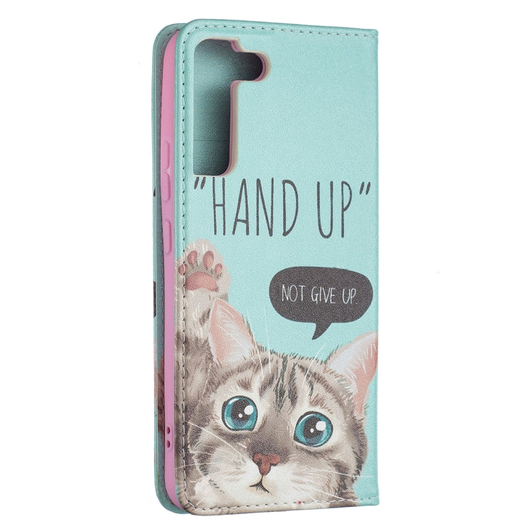 For Samsung Galaxy S22+ 5G Colored Drawing Pattern Invisible Magnetic Horizontal Flip Phone Leather Case with Holder & Card Slots & Wallet