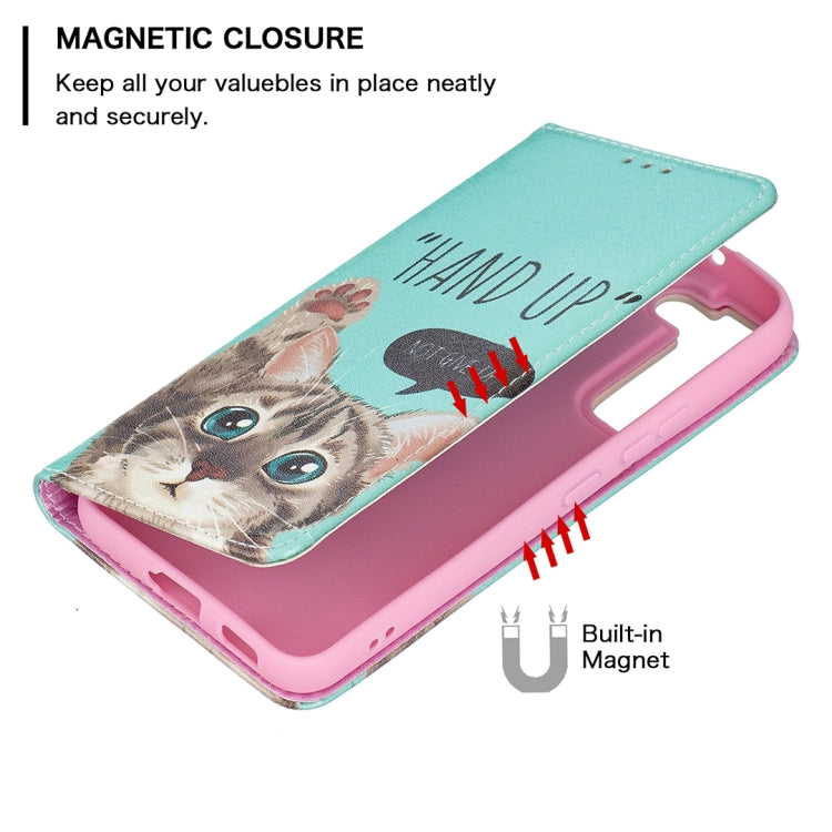 For Samsung Galaxy S22+ 5G Colored Drawing Pattern Invisible Magnetic Horizontal Flip Phone Leather Case with Holder & Card Slots & Wallet