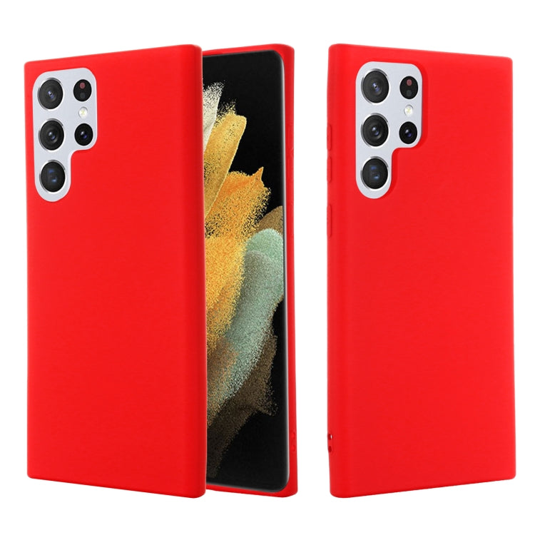 For Samsung Galaxy S22 Ultra 5G Pure Color Liquid Silicone Shockproof Full Coverage Phone Case