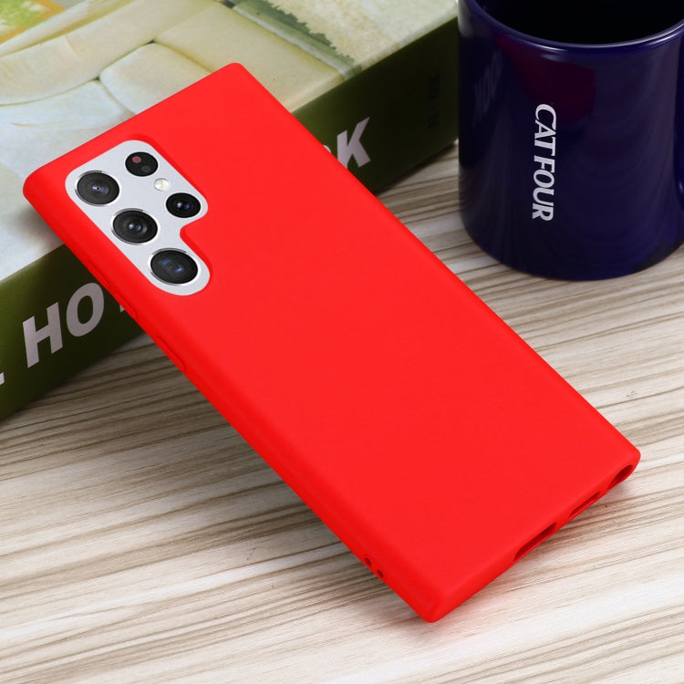 For Samsung Galaxy S22 Ultra 5G Pure Color Liquid Silicone Shockproof Full Coverage Phone Case