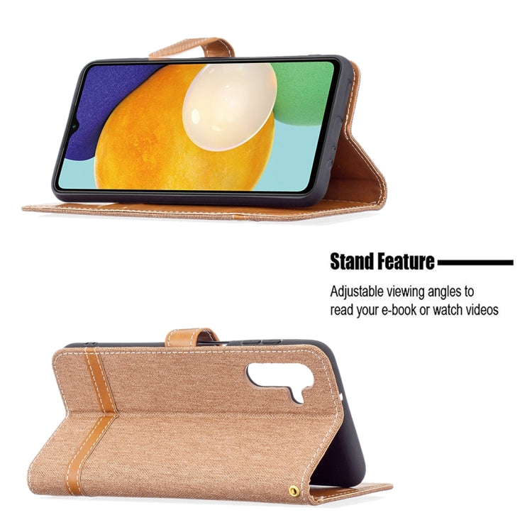 For Samsung Galaxy A13 5G Color Matching Denim Texture Leather Case with Holder & Card Slots & Wallet & Lanyard