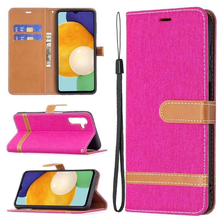 For Samsung Galaxy A13 5G Color Matching Denim Texture Leather Case with Holder & Card Slots & Wallet & Lanyard