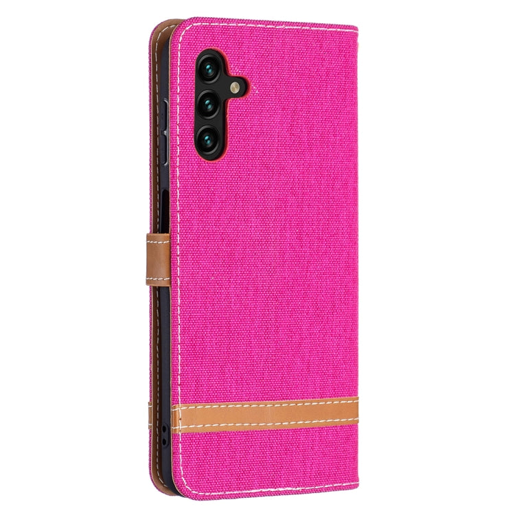 For Samsung Galaxy A13 5G Color Matching Denim Texture Leather Case with Holder & Card Slots & Wallet & Lanyard