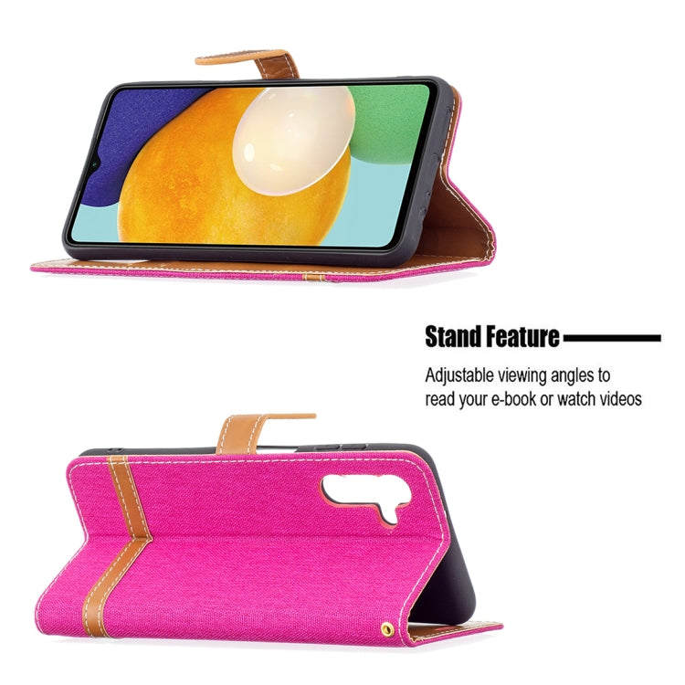 For Samsung Galaxy A13 5G Color Matching Denim Texture Leather Case with Holder & Card Slots & Wallet & Lanyard