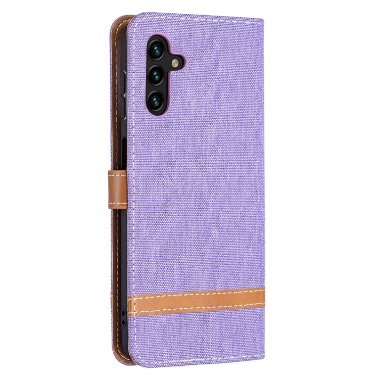 For Samsung Galaxy A13 5G Color Matching Denim Texture Leather Case with Holder & Card Slots & Wallet & Lanyard