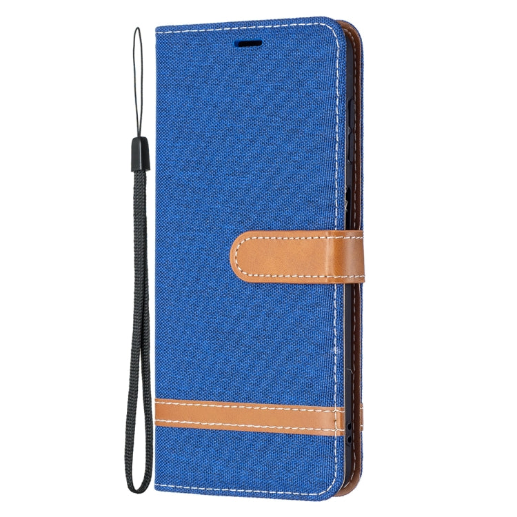 For Samsung Galaxy A13 5G Color Matching Denim Texture Leather Case with Holder & Card Slots & Wallet & Lanyard