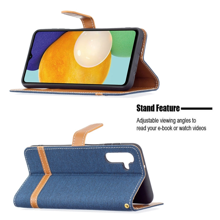 For Samsung Galaxy A13 5G Color Matching Denim Texture Leather Case with Holder & Card Slots & Wallet & Lanyard