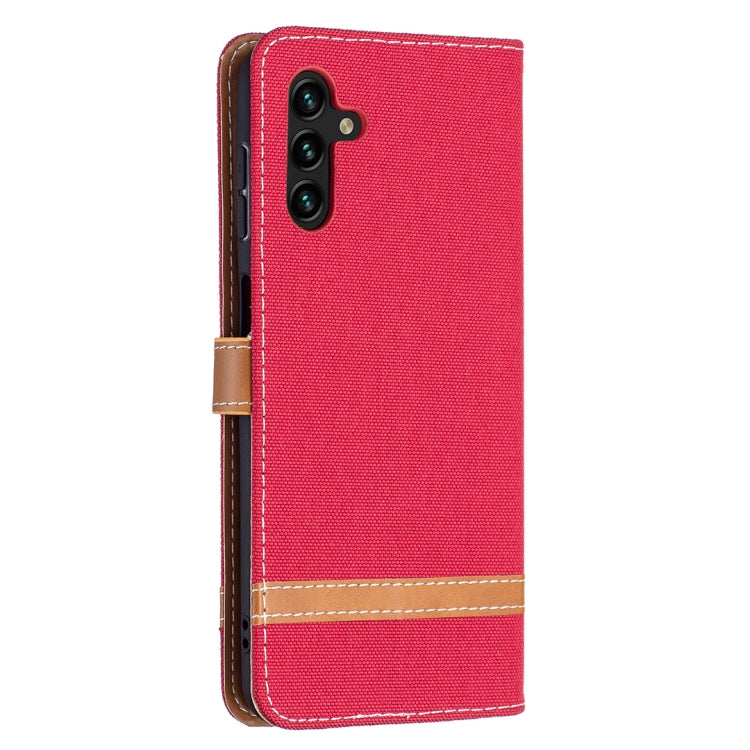 For Samsung Galaxy A13 5G Color Matching Denim Texture Leather Case with Holder & Card Slots & Wallet & Lanyard