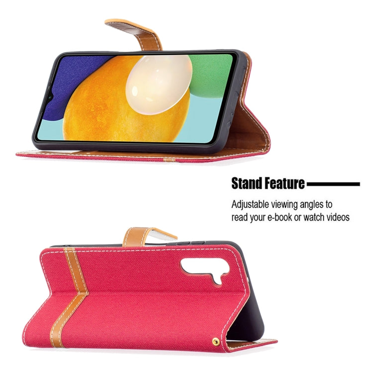 For Samsung Galaxy A13 5G Color Matching Denim Texture Leather Case with Holder & Card Slots & Wallet & Lanyard