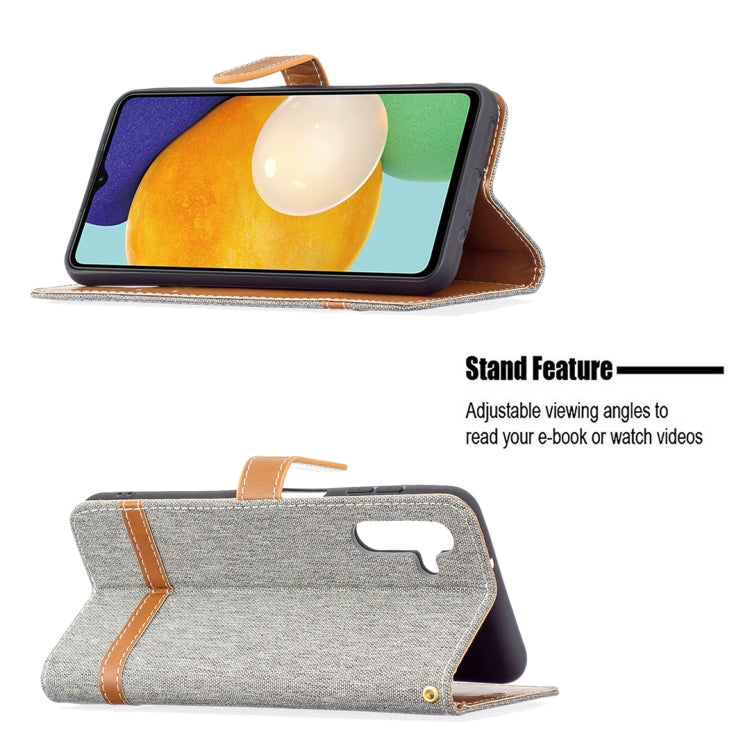For Samsung Galaxy A13 5G Color Matching Denim Texture Leather Case with Holder & Card Slots & Wallet & Lanyard