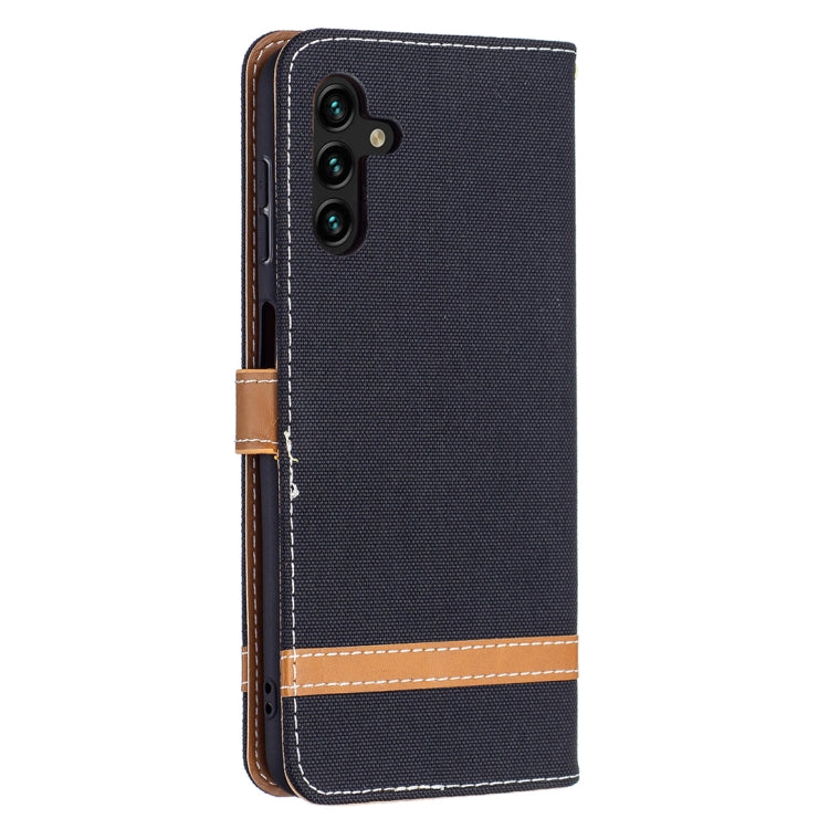 For Samsung Galaxy A13 5G Color Matching Denim Texture Leather Case with Holder & Card Slots & Wallet & Lanyard