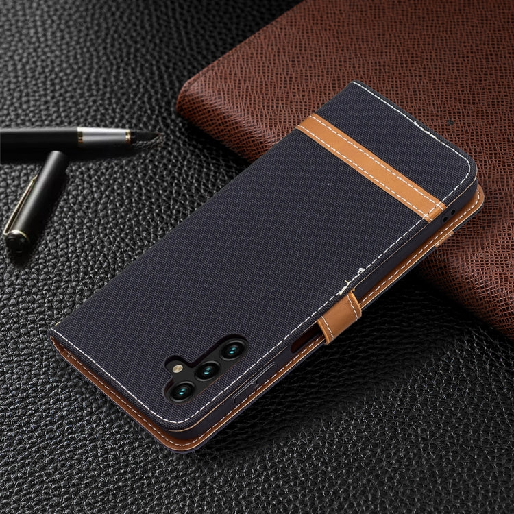 For Samsung Galaxy A13 5G Color Matching Denim Texture Leather Case with Holder & Card Slots & Wallet & Lanyard
