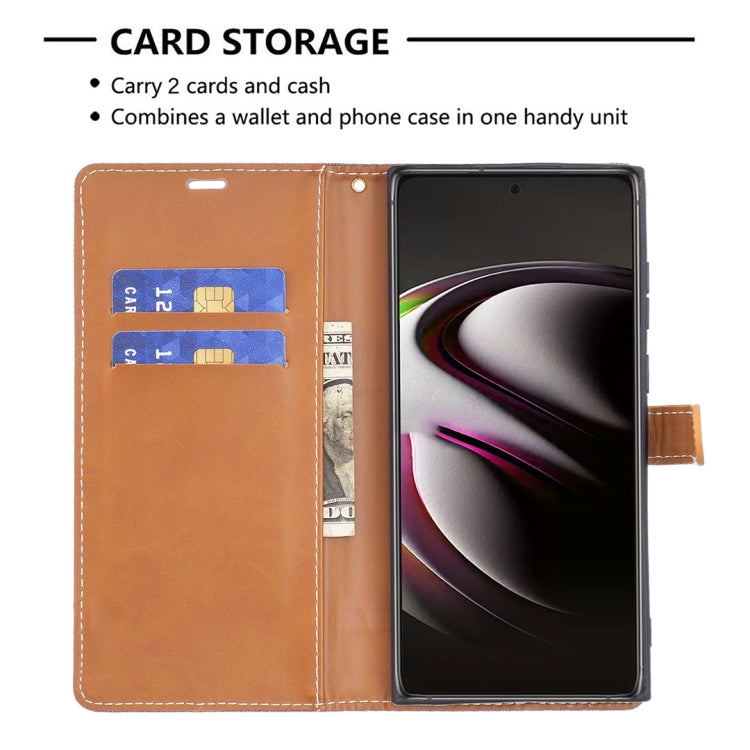 For Samsung Galaxy S22 Ultra 5G Color Matching Denim Texture Leather Case with Holder & Card Slots & Wallet & Lanyard