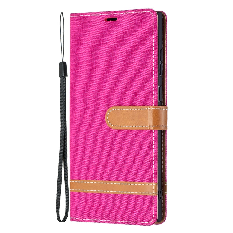For Samsung Galaxy S22 Ultra 5G Color Matching Denim Texture Leather Case with Holder & Card Slots & Wallet & Lanyard