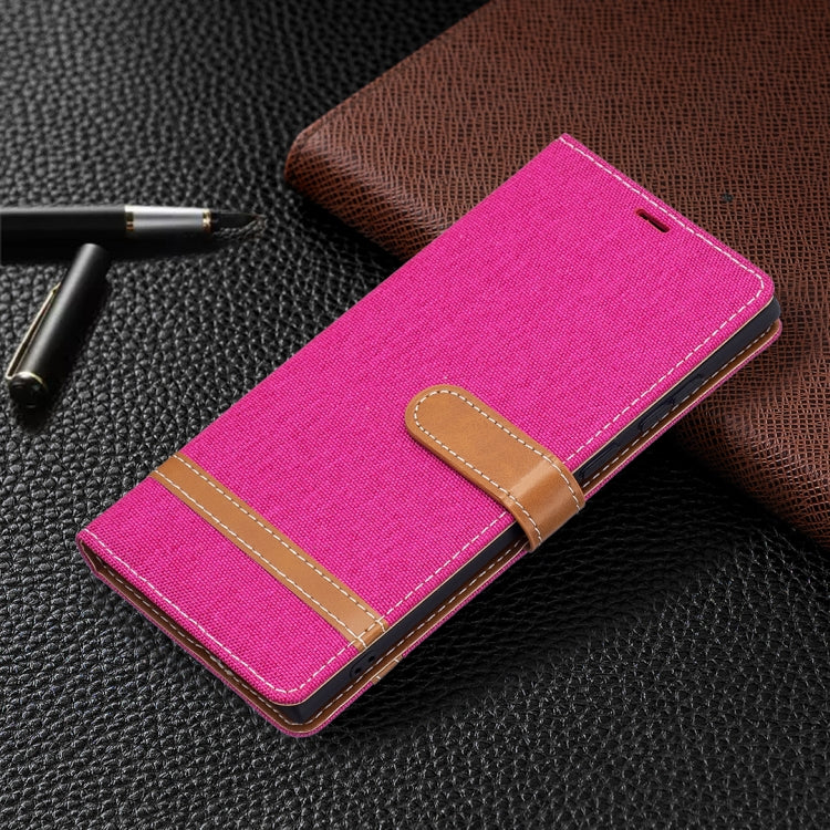 For Samsung Galaxy S22 Ultra 5G Color Matching Denim Texture Leather Case with Holder & Card Slots & Wallet & Lanyard