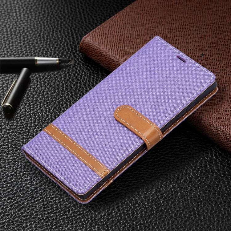 For Samsung Galaxy S22 Ultra 5G Color Matching Denim Texture Leather Case with Holder & Card Slots & Wallet & Lanyard