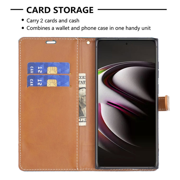 For Samsung Galaxy S22 Ultra 5G Color Matching Denim Texture Leather Case with Holder & Card Slots & Wallet & Lanyard