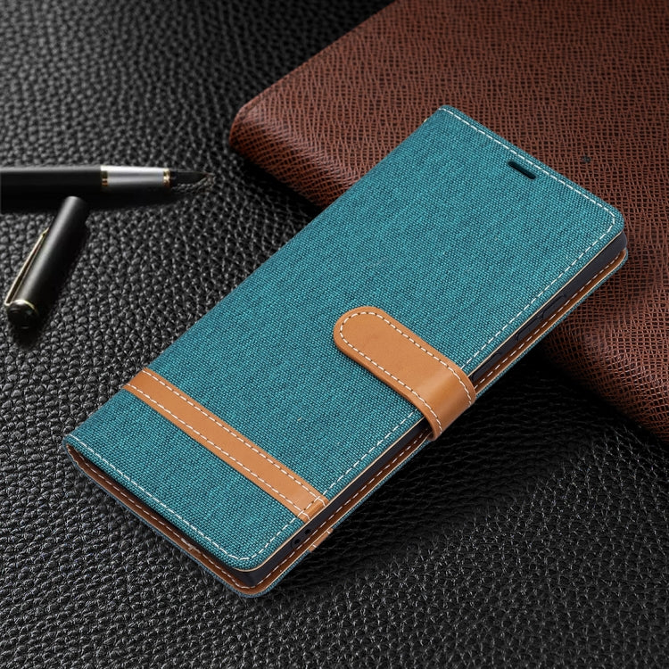 For Samsung Galaxy S22 Ultra 5G Color Matching Denim Texture Leather Case with Holder & Card Slots & Wallet & Lanyard