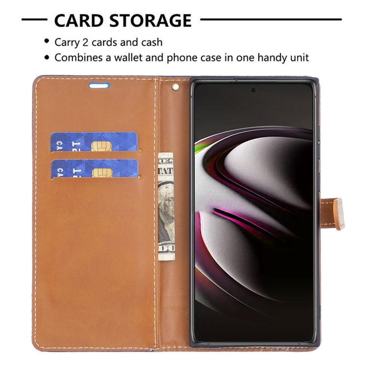 For Samsung Galaxy S22 Ultra 5G Color Matching Denim Texture Leather Case with Holder & Card Slots & Wallet & Lanyard