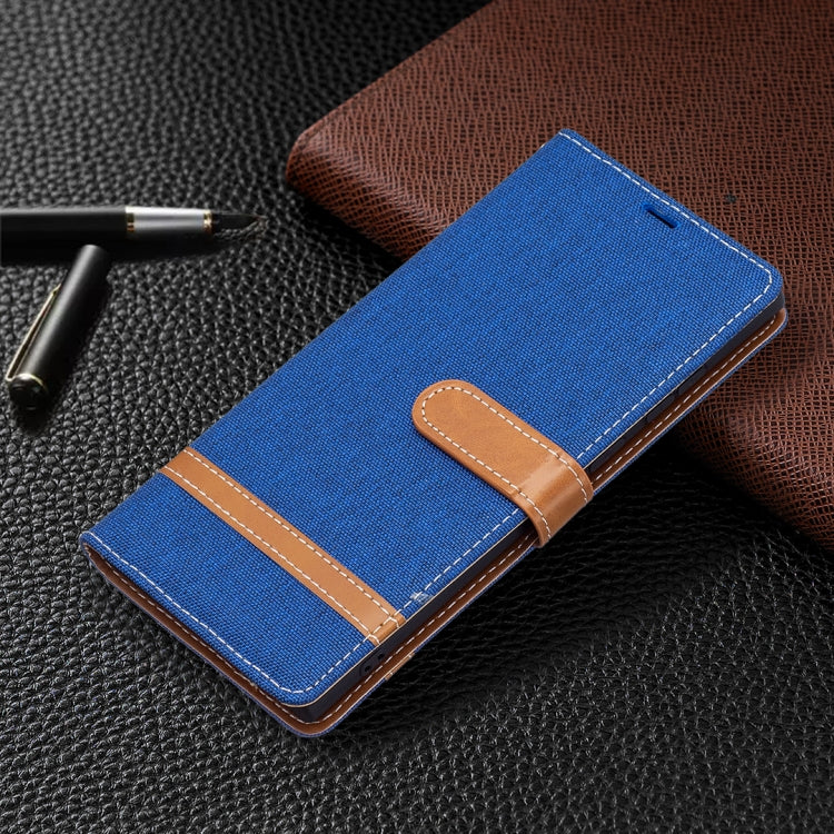 For Samsung Galaxy S22 Ultra 5G Color Matching Denim Texture Leather Case with Holder & Card Slots & Wallet & Lanyard
