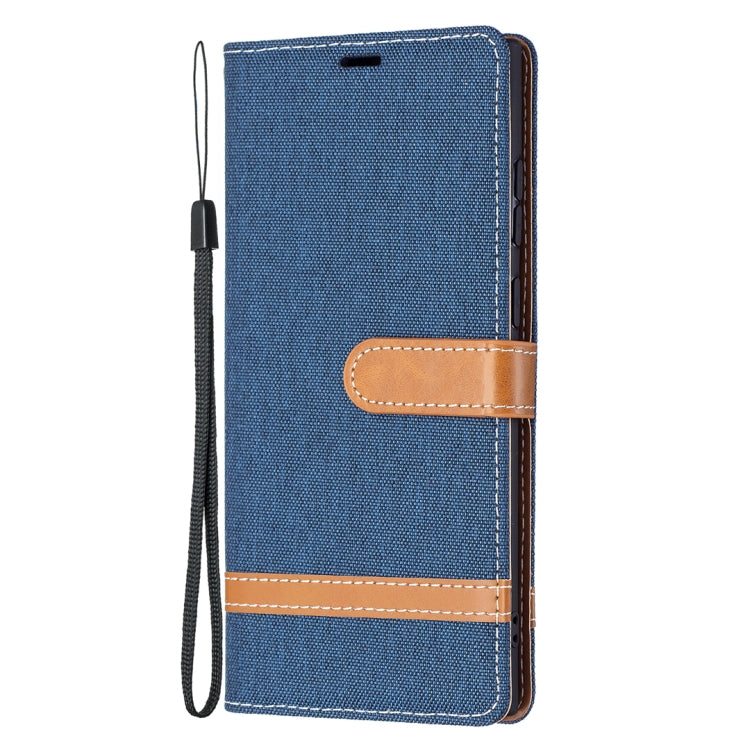 For Samsung Galaxy S22 Ultra 5G Color Matching Denim Texture Leather Case with Holder & Card Slots & Wallet & Lanyard