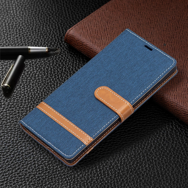 For Samsung Galaxy S22 Ultra 5G Color Matching Denim Texture Leather Case with Holder & Card Slots & Wallet & Lanyard