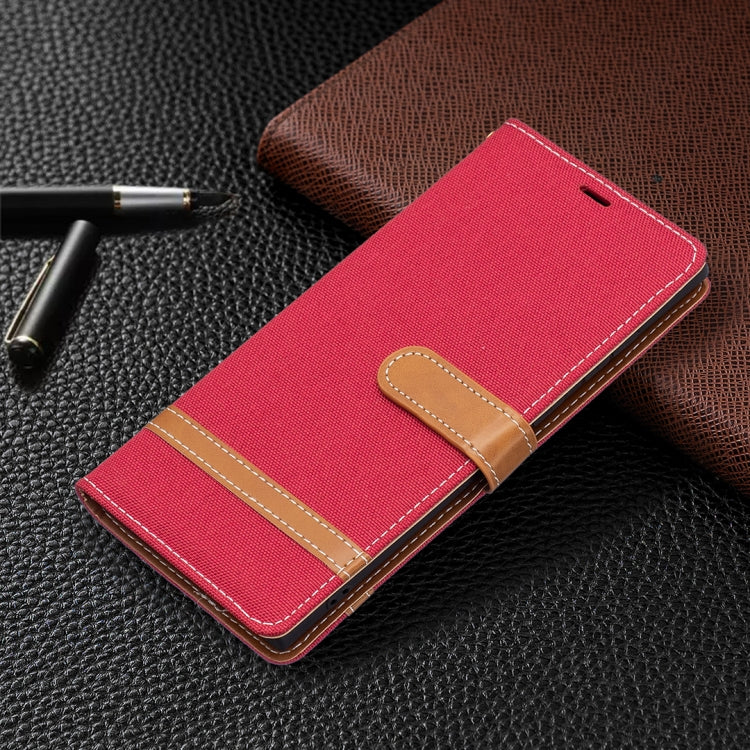 For Samsung Galaxy S22 Ultra 5G Color Matching Denim Texture Leather Case with Holder & Card Slots & Wallet & Lanyard