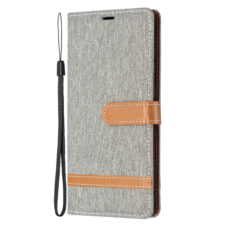For Samsung Galaxy S22 Ultra 5G Color Matching Denim Texture Leather Case with Holder & Card Slots & Wallet & Lanyard