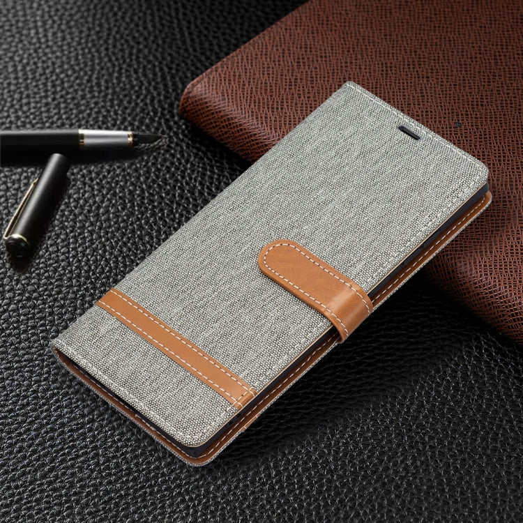 For Samsung Galaxy S22 Ultra 5G Color Matching Denim Texture Leather Case with Holder & Card Slots & Wallet & Lanyard